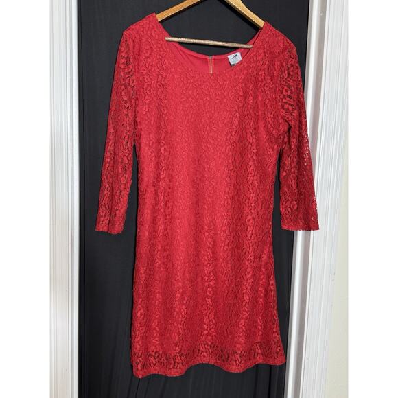 JM Jonathan Martin Collection For Her Dress L red lace sheer romantic - Picture 2 of 7